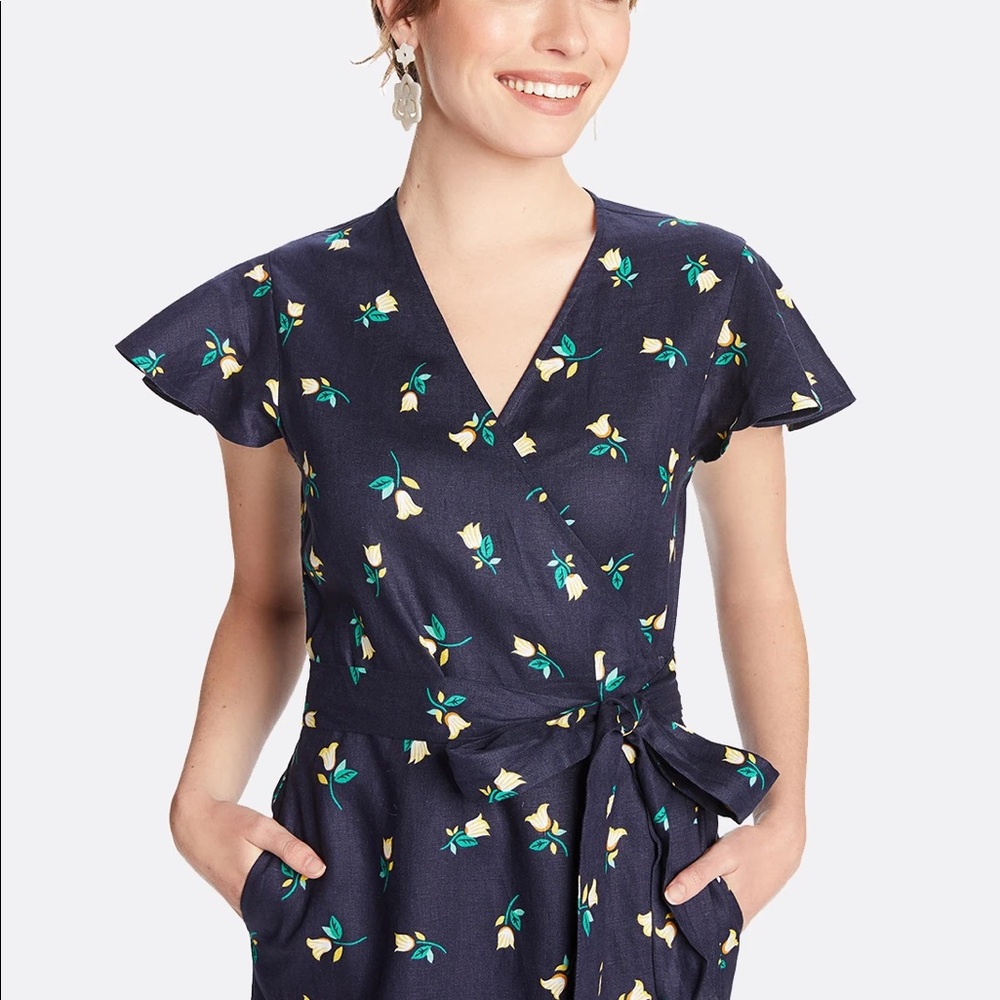 Draper James Floral Linen Wrap Dress